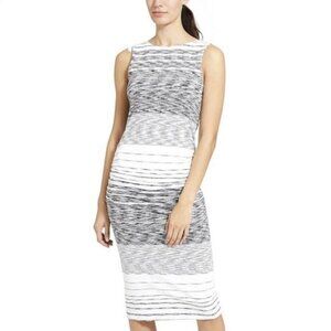 ✰ athleta striped sleeveless scoop back ruched fitted midi athletic dress  ✰